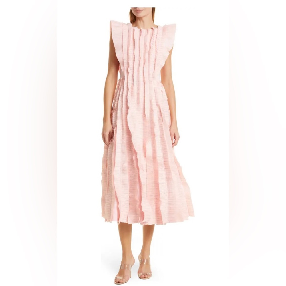 AJE Ruffle Linen Midi Dress